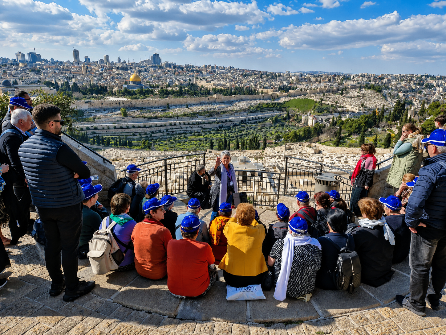 Eland Tours group overlooking Jerusalem